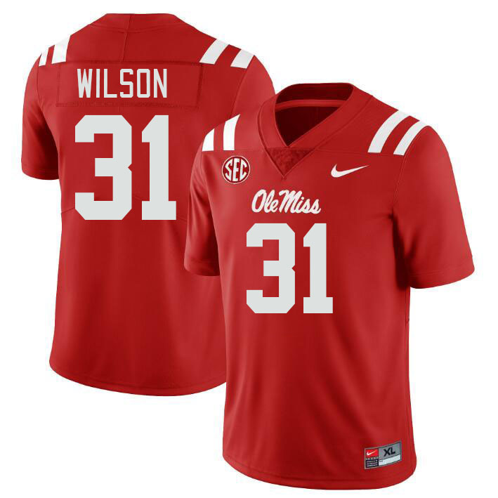 Ole Miss Rebels #31 Calvin Wilson College Football Jerseys Stitched Sale-Red